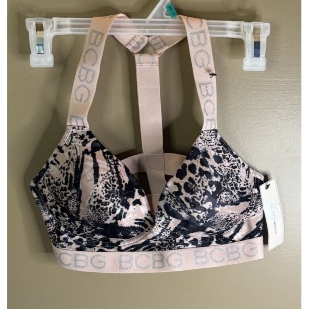 BCBGeneration Racer Back Sports Bra Color Rugby Tan 34C Polyester And Elastine